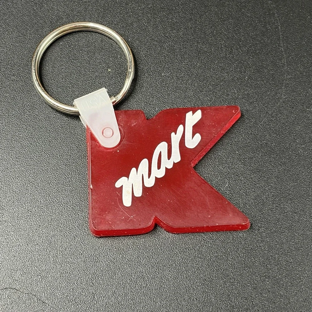 Vintage Kmart Red Acrylic K Logo Keychain 1990s Retail Store Promo Collectible
